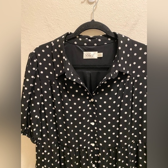 Eliza J Polka Dot Tiered Short Sleeve Mini Dress Size 14 - Picture 5 of 12